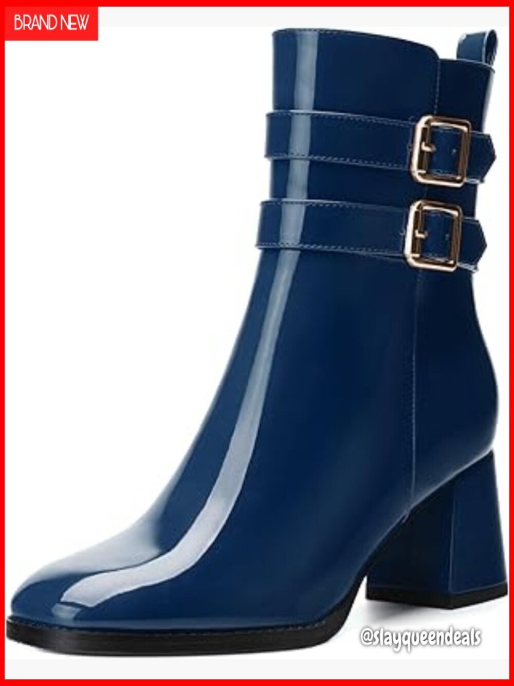 Chunky Heel Ankle Booties, Square Toe, Side Zip, 2.5 Inch Block Heel